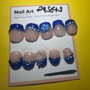 Blue and Nude Press-On Nails Set